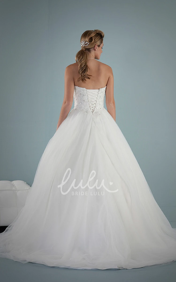 Sleeveless Beaded Tulle Wedding Dress with Lace-Up A-Line Sweetheart