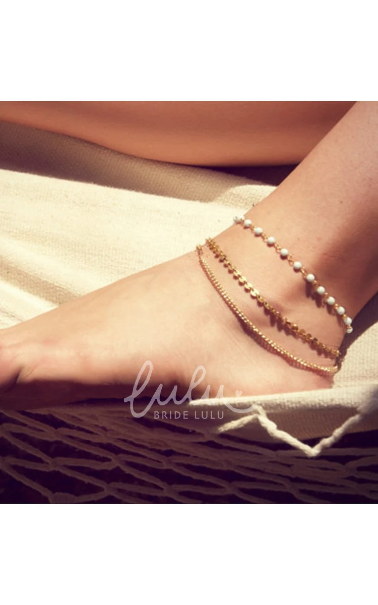 Bohemian Beaded Anklet Simple & Stylish Sequins 22cm Women's Fashion Jewelry