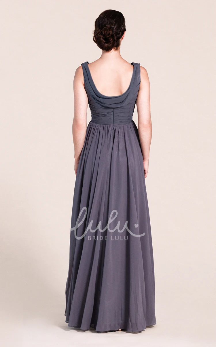 Sleeveless A-line Ruched Bridesmaid Dress with Scoop Neck