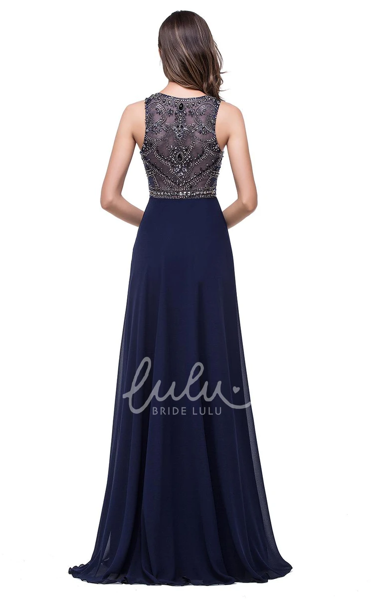 Beaded Illusion Chiffon Prom Dress Modern A-line Dress 2024