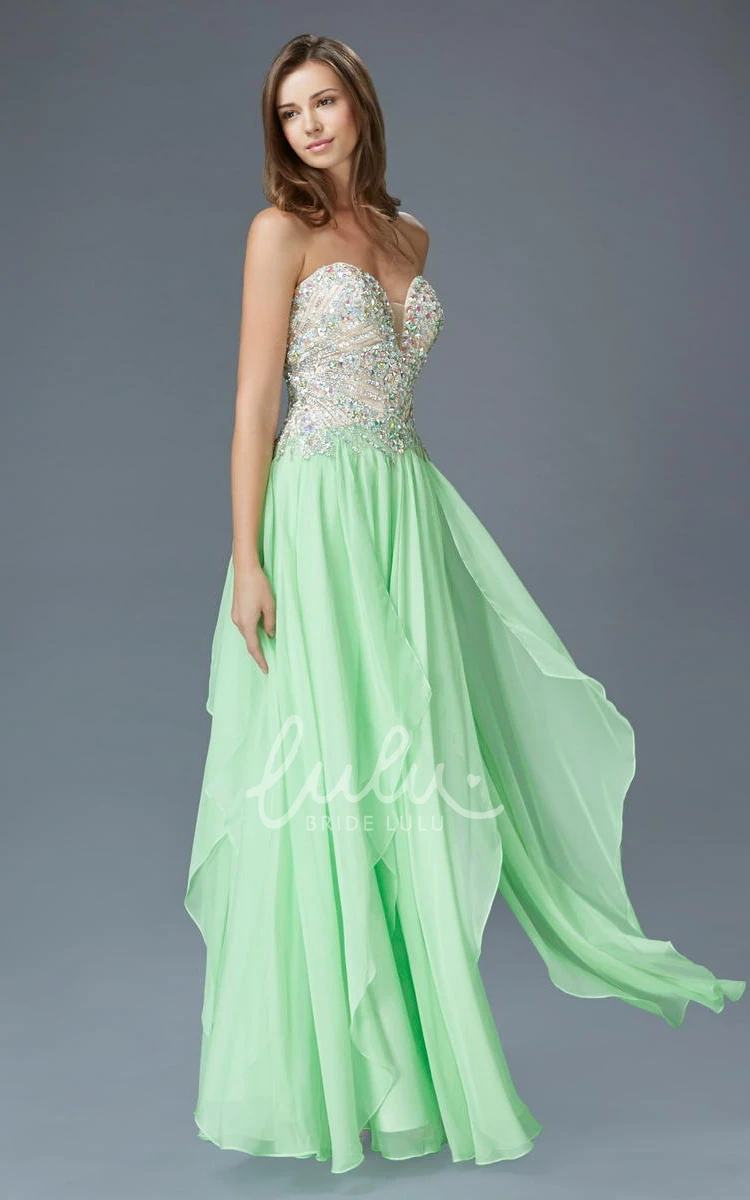 Chiffon A-Line Formal Dress with Sweetheart Neckline and Draping