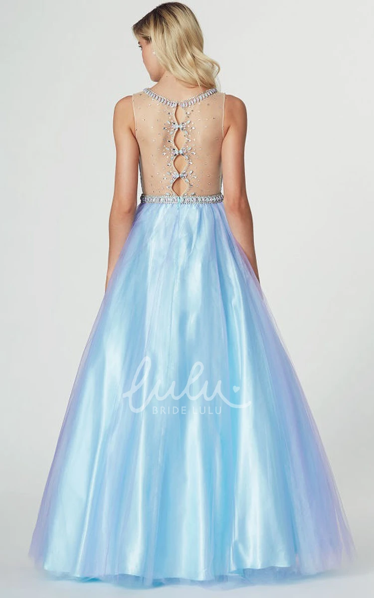 High Neck Sleeveless Ruched A-Line Tulle Prom Dress