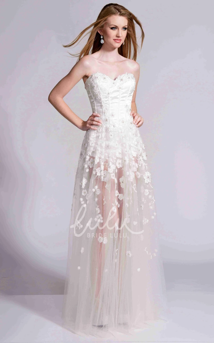 Tulle Prom Dress with Sweetheart Neckline A-Line Skirt and See-Through Overlay