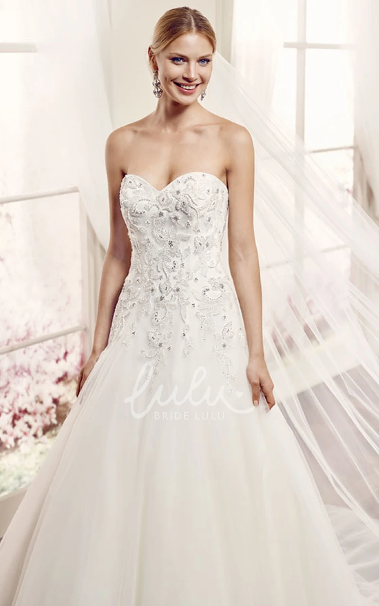 Beaded Sweetheart Sleeveless Tulle Wedding Dress