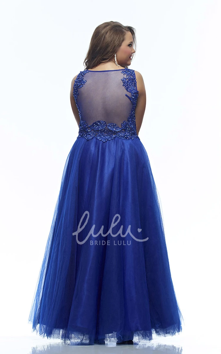 Tulle Appliques Scoop Neckline A-line Dress for Bridesmaids