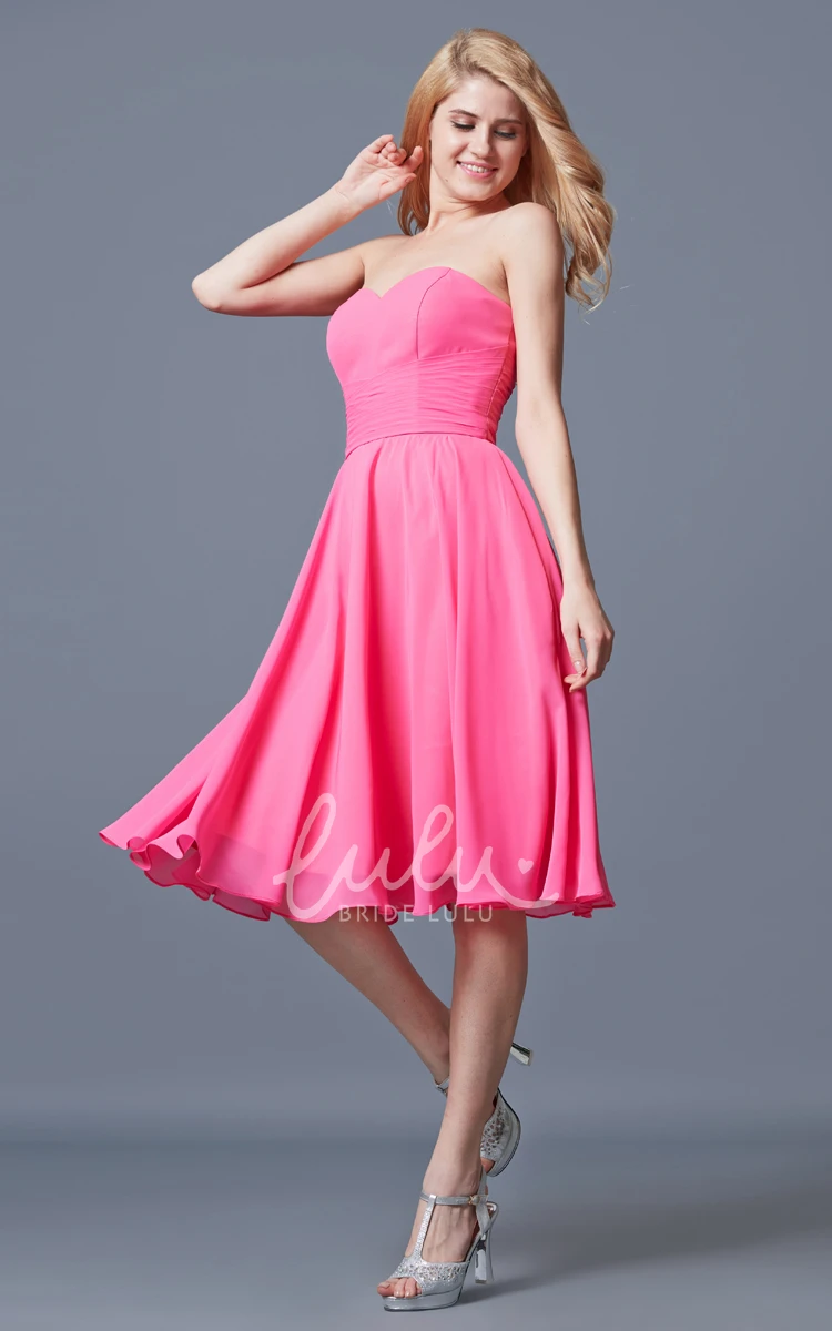 Vibrant Backless Pleated Knee-length Chiffon Bridesmaid Dress