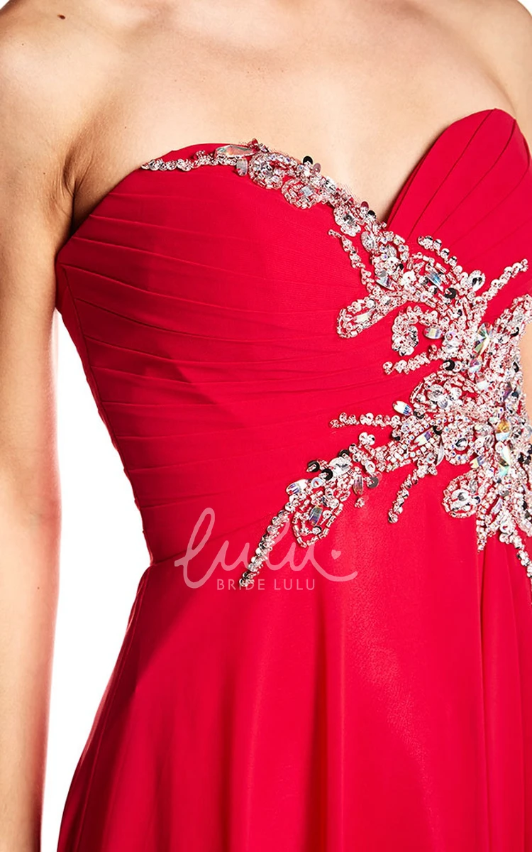 Maxi Sweetheart Beaded Chiffon Prom Dress with Sleeveless Glamour