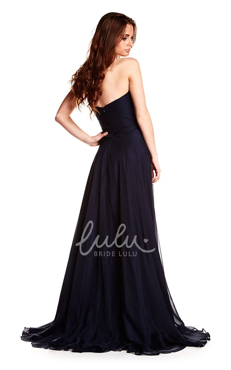 Crystal Sweetheart A-Line Chiffon Prom Dress with Floor-Length Backless Style and Draping