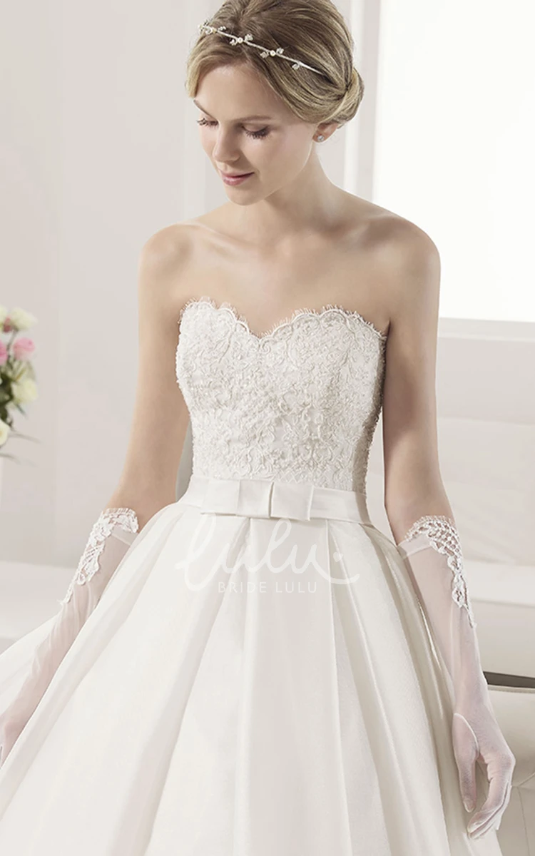 Lace Bodice Taffeta Ball Gown with Sweetheart Neckline and Belt