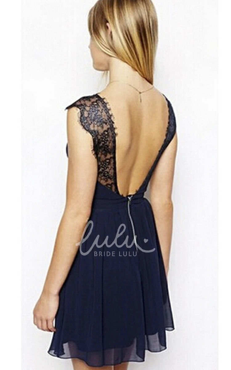 Sexy Chiffon Homecoming Dress with V-neck and Open Back Flowy Homecoming Dress