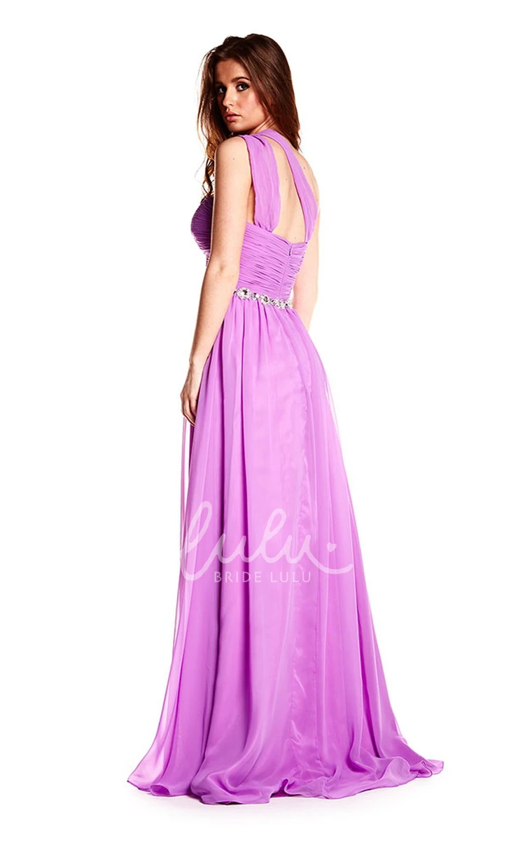 Chiffon Prom Dress with Ruched One-Shoulder and Sleeveless Design