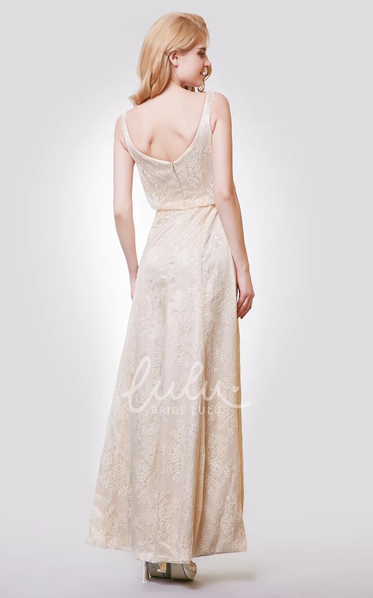 Long Lace Bridesmaid Dress with Scoop Neckline