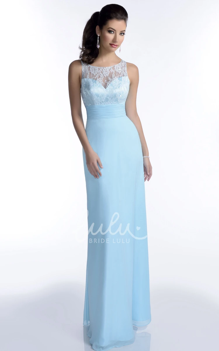 Sleeveless Lace Chiffon Bridesmaid Dress with Scoop Neckline Elegant Lace Chiffon Bridesmaid Dress