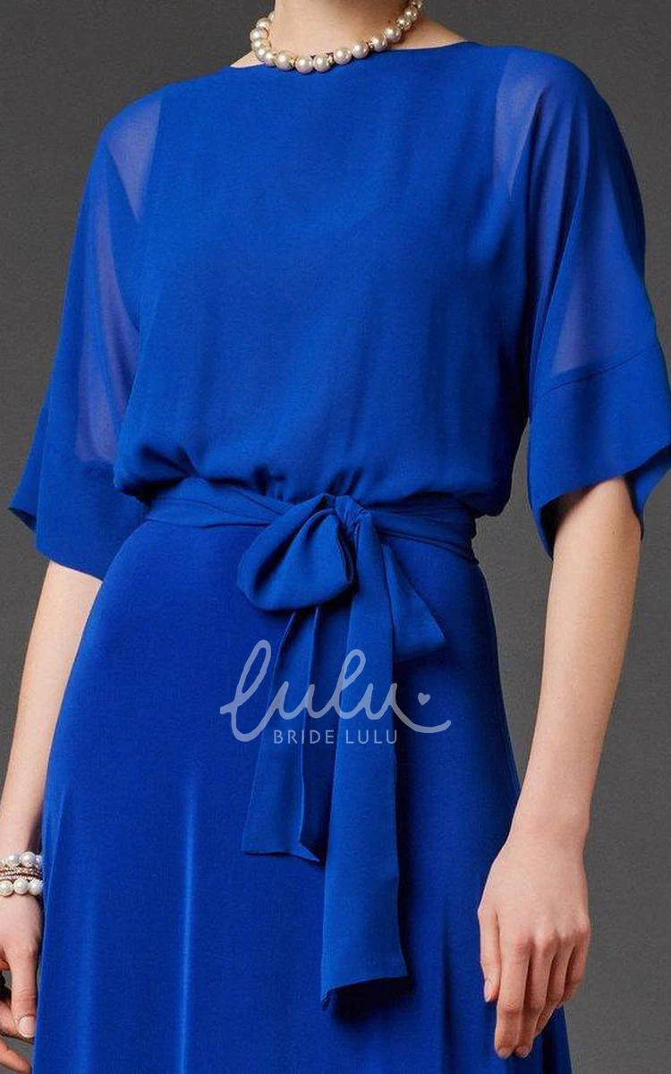 Chiffon Mother of the Bride Dress with Illusion Half Sleeves