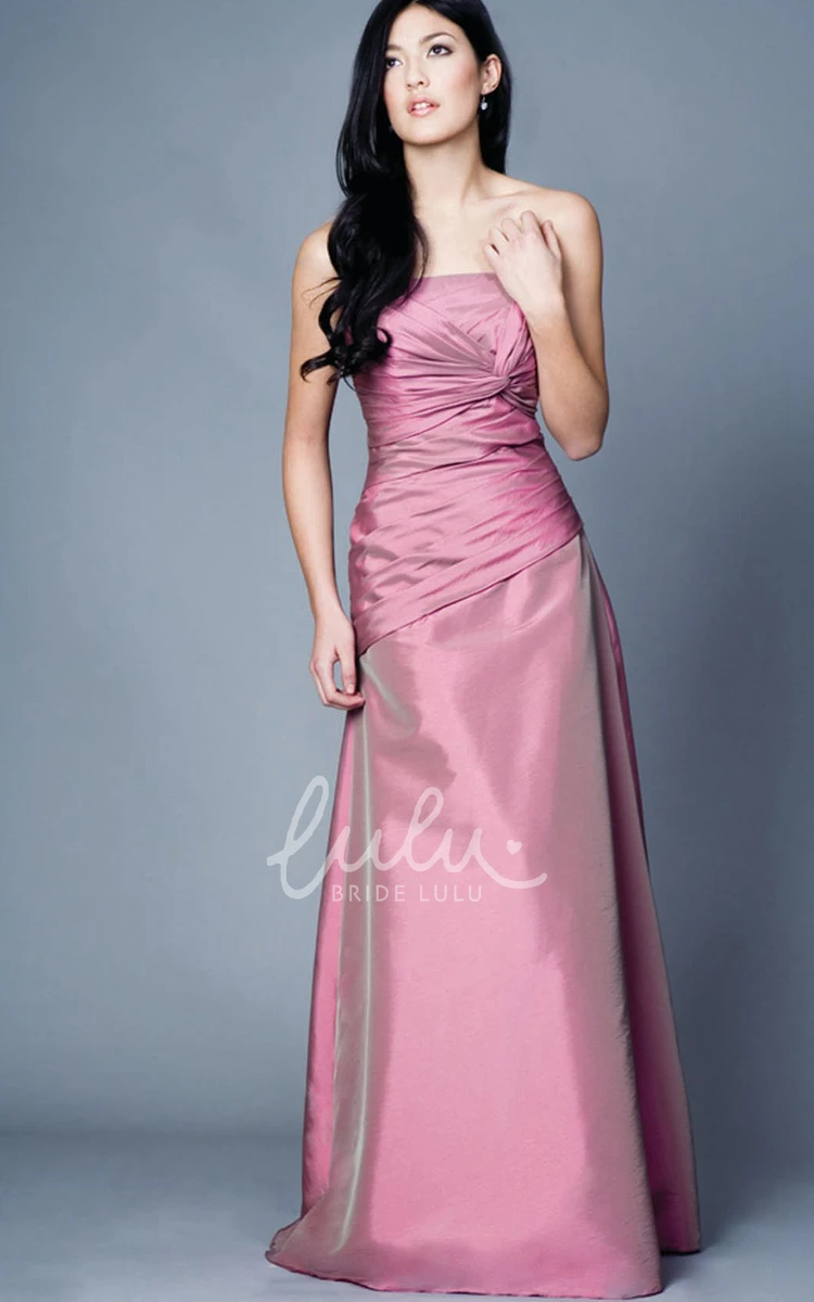 Satin Strapless Bridesmaid Dress with Lace-Up Back and Ruched Bodice
