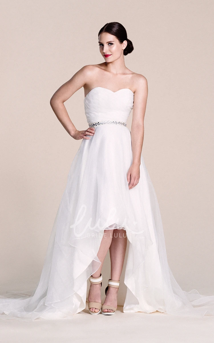 High-Low Wedding Dress with Beading Sweetheart A-Line Beach Country