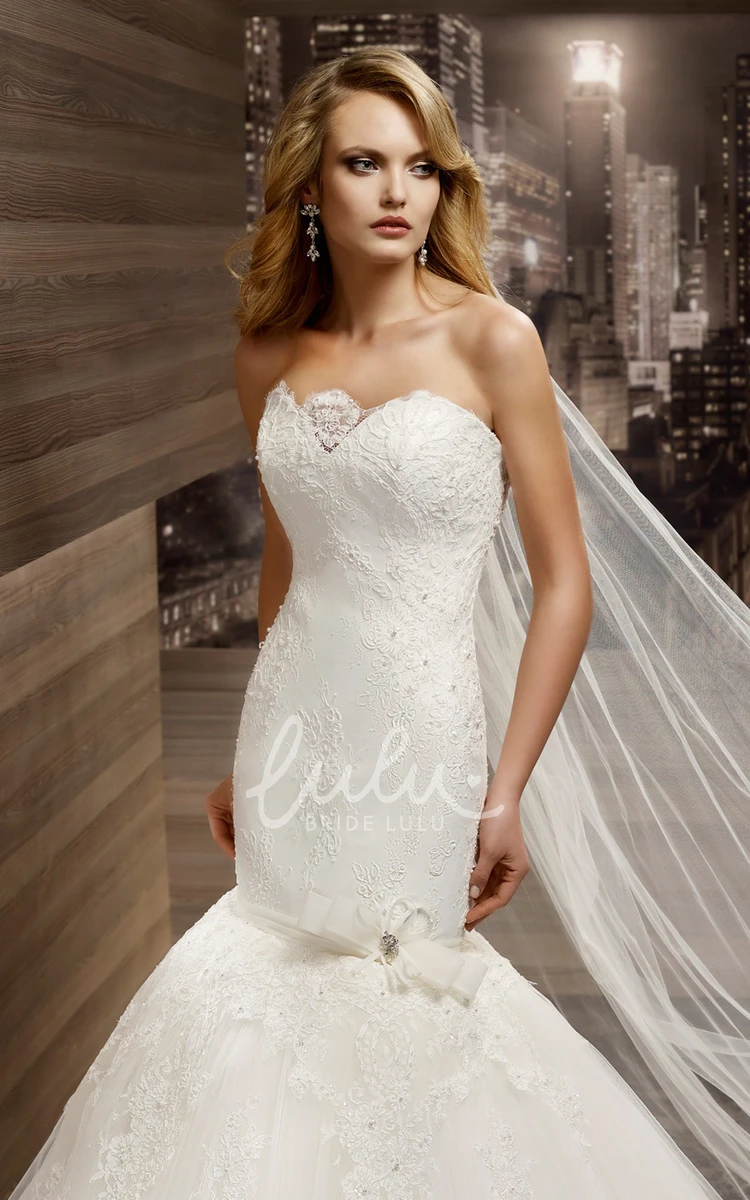 Strapless Lace Mermaid Wedding Dress with Flower Detail