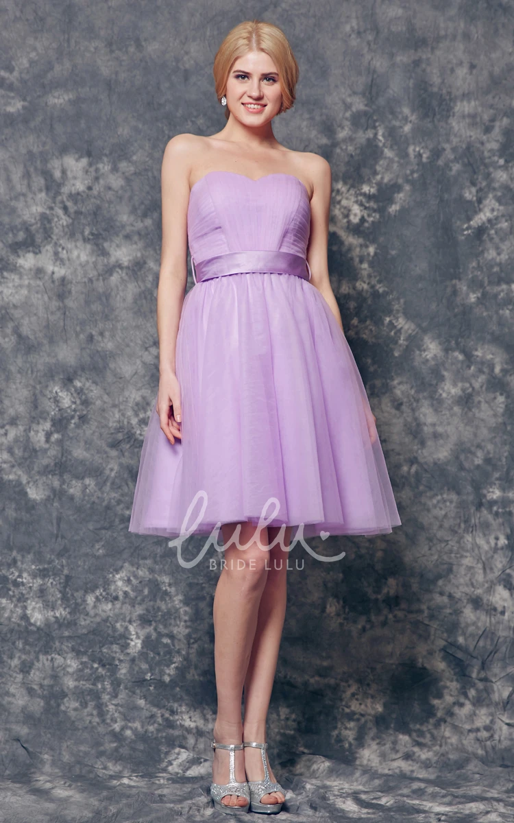 Strapless Backless A-line Tulle Dress with Sash Simple & Modern