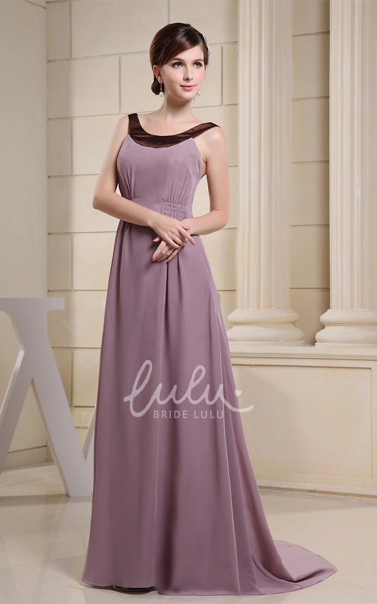 Ruched A-Line Chiffon Formal Dress with Sweep Train