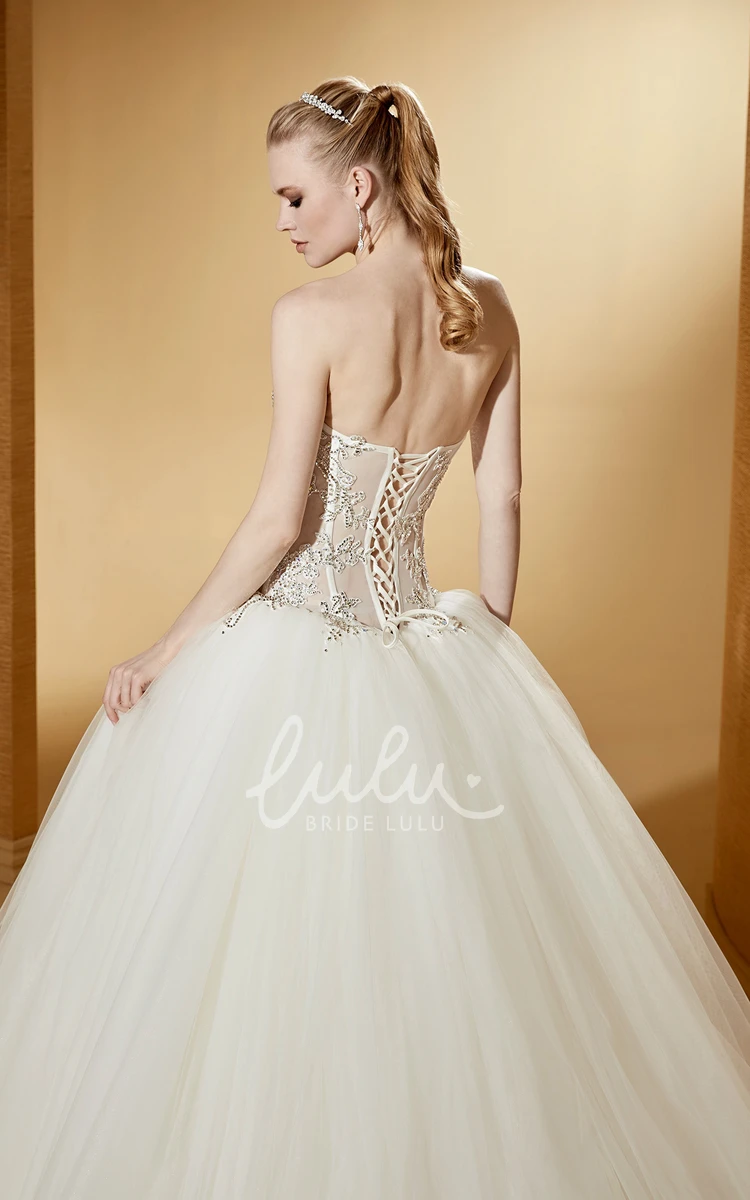 Sexy Ball Gown with Beaded Illusion Corset and Sweetheart Neckline