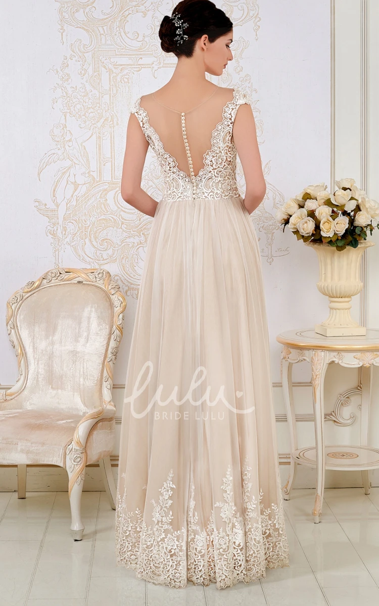 Chic Cap-Sleeve Lace Wedding Dress with Sheath Maxi Silhouette