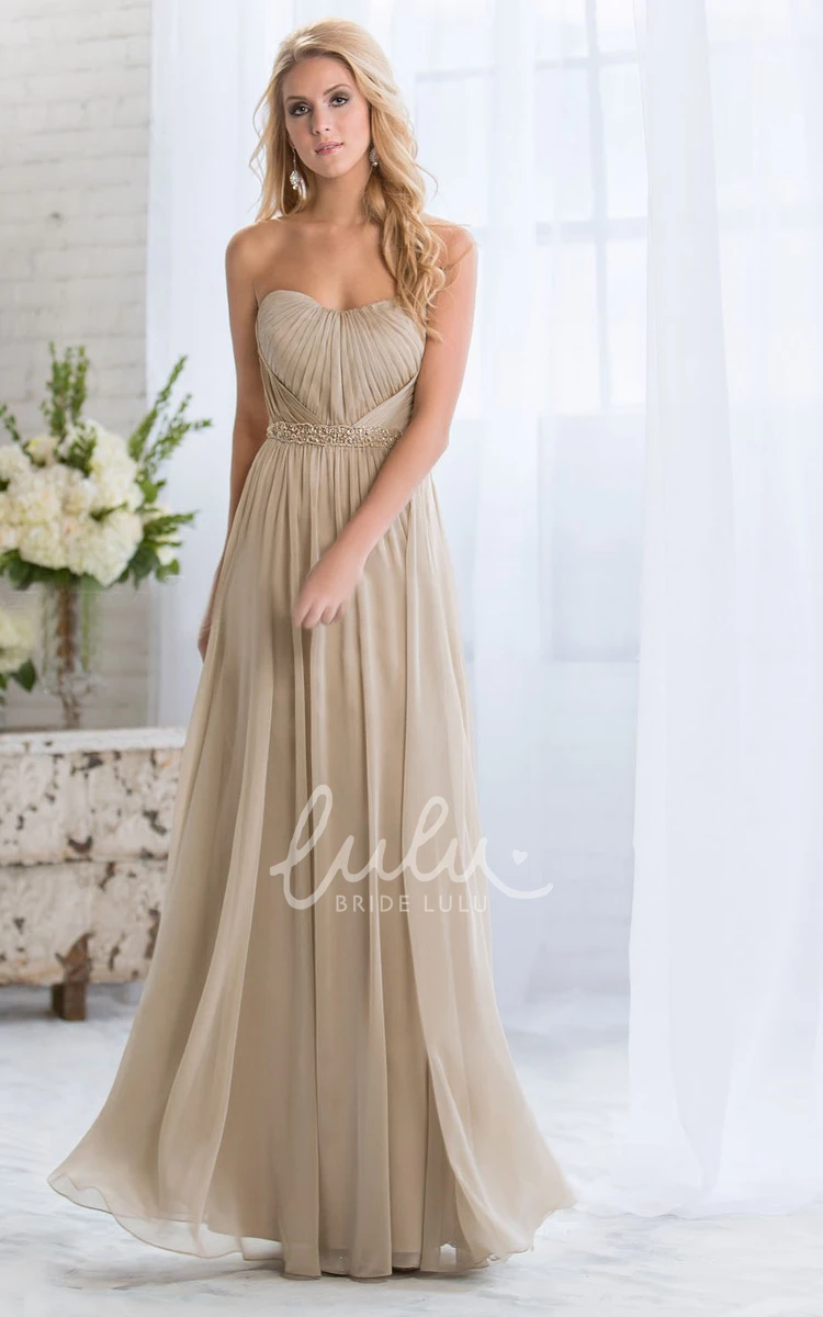 Pleated Crystal Waist Sweetheart A-Line Bridesmaid Dress Modern Prom Dress
