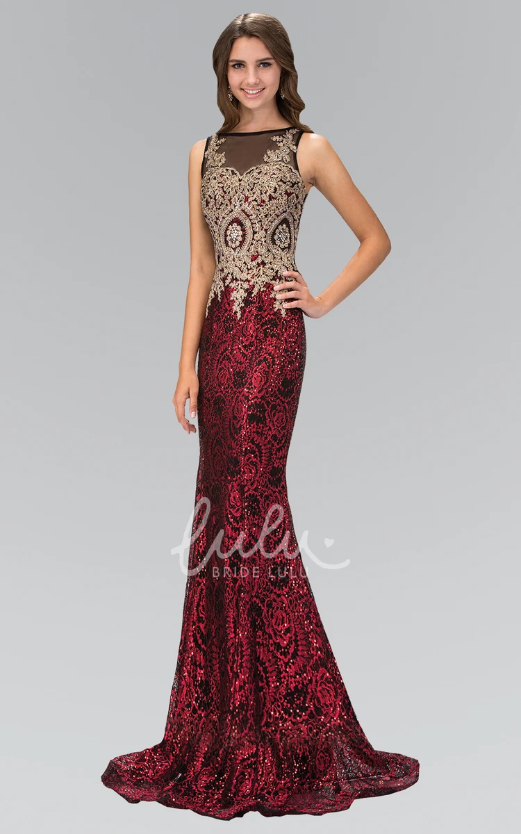 Sleeveless Sheath Sequins Illusion Dress with Beading Bateau Neckline