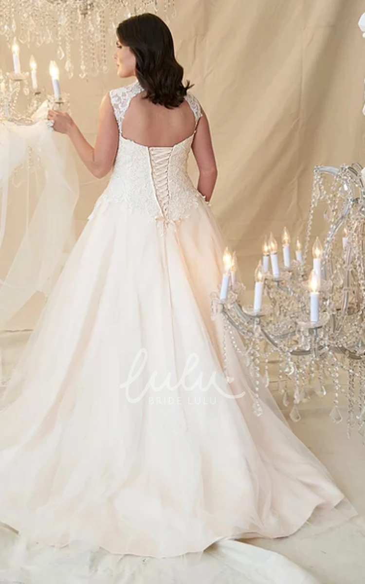 Ball Gown V-Neck Beaded Sleeveless Tulle&Lace Plus Size Wedding Dress Glamorous Ball Gown Wedding Dress