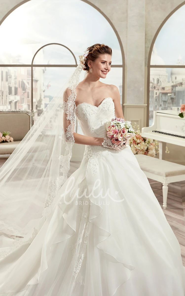 A-Line Wedding Dress with Side Ruffles and Lace-Up Back