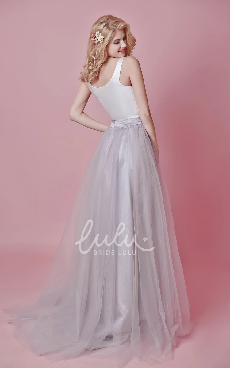 Long Sleeveless Tulle Colored Wedding Dress Modern & Unique