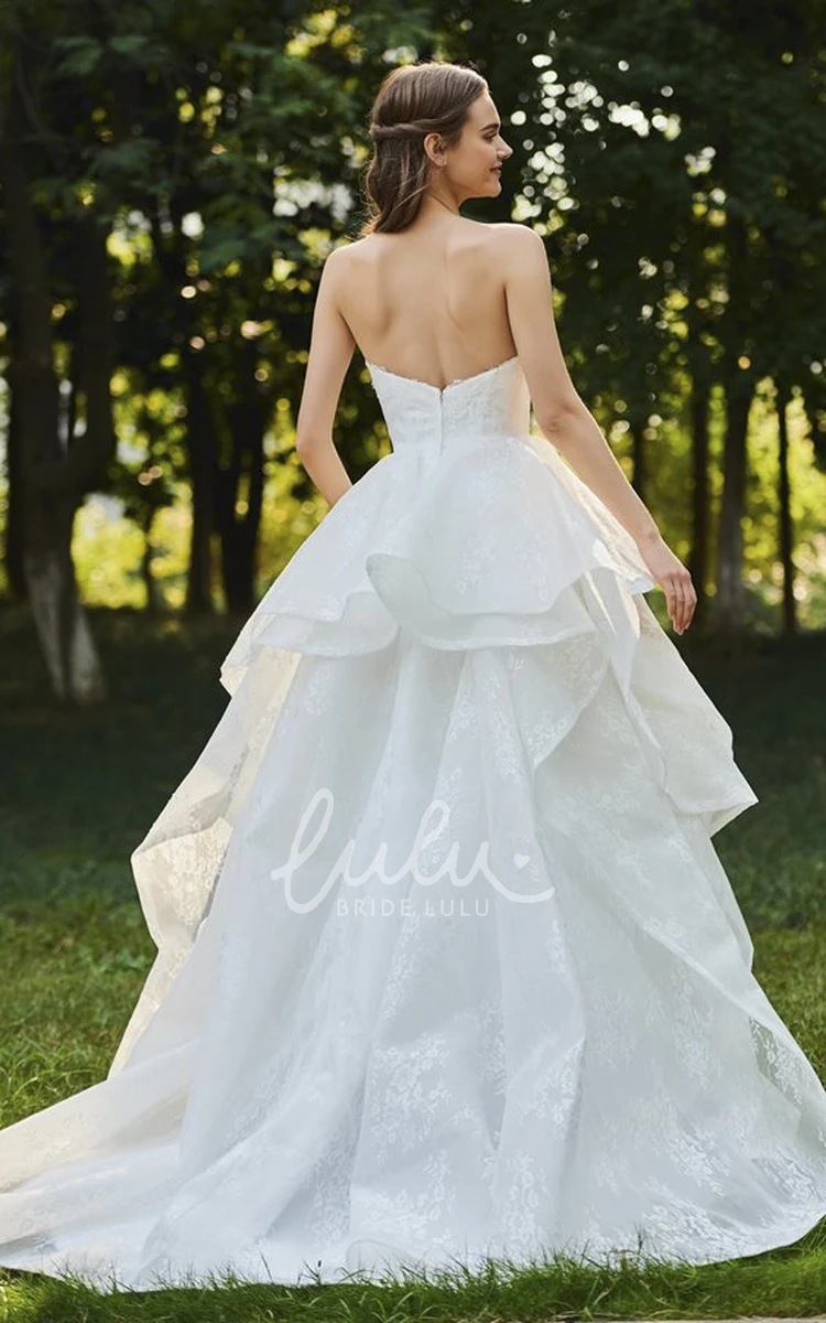 Cascading Ruffles Bridal Ball Gown Lace Sweetheart Sleeveless Open Back Cascading Ruffles Bridal Ball Gown