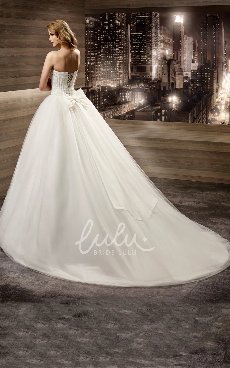 Beaded Puffy A-Line Wedding Dress with Sweetheart Back-Bow