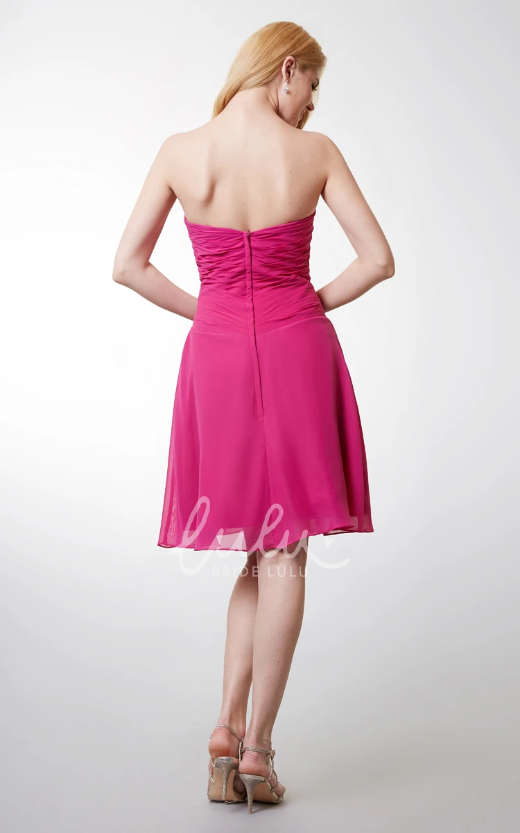 Ruched Sweetheart Chiffon Dress with Backless Short Bridesmaid Dress