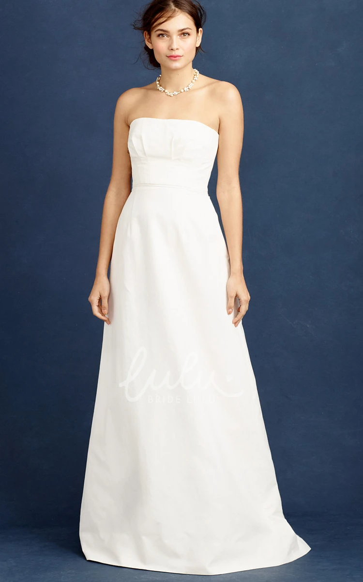 Strapless Satin Sheath Wedding Dress with Floor-Length and Sleeveless Design