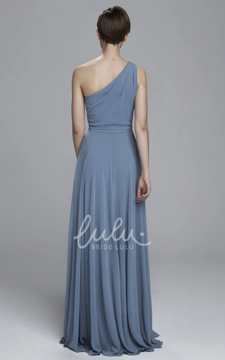 A-Line Chiffon Bridesmaid Dress with Floor-Length and One-Shoulder Bow