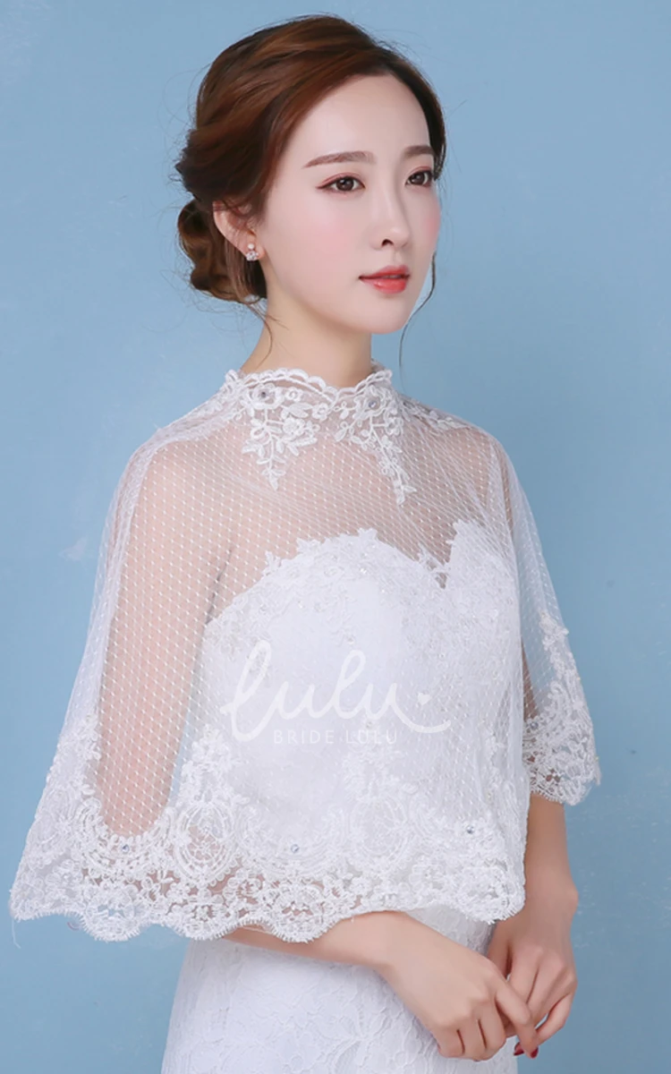Luxury Lace Stand Collar Cape for Classy Events and Celebrations