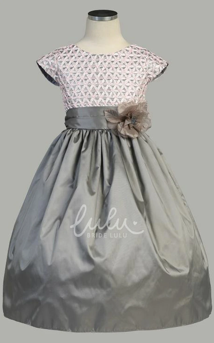 Tiered Taffeta Flower Girl Dress Tea-Length Elegant