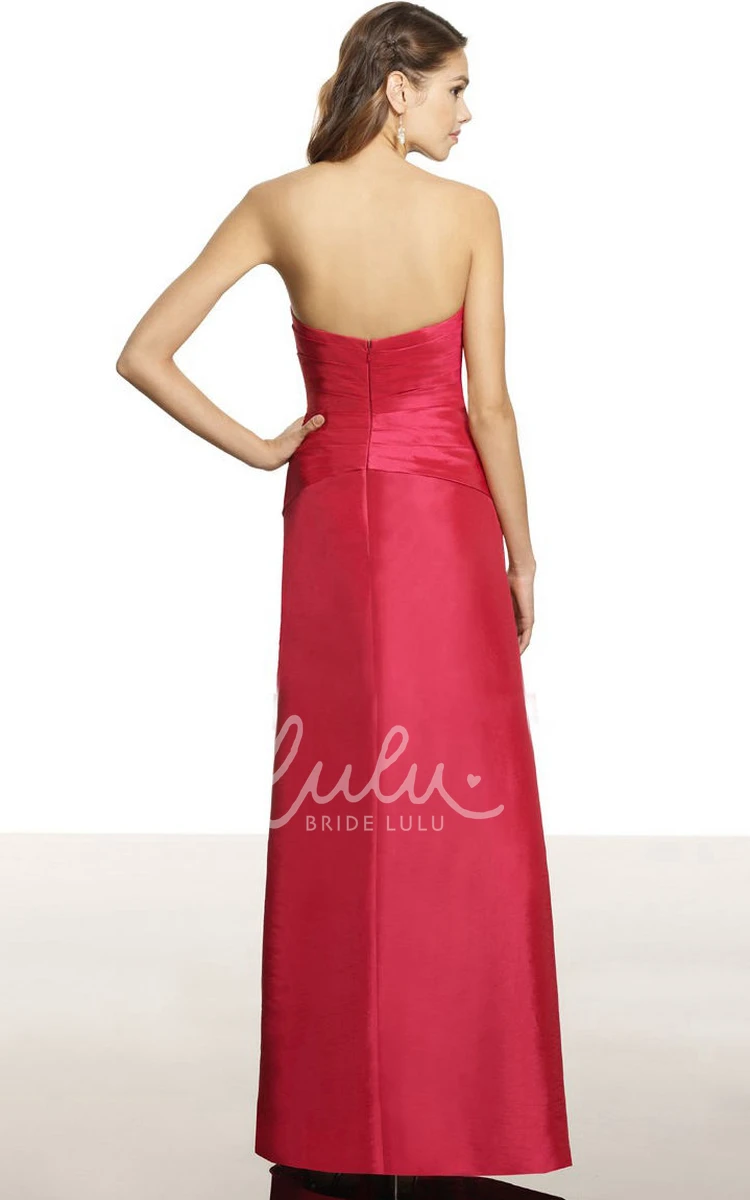 Floor-Length Satin Bridesmaid Dress with Criss-Cross Detail Strapless Style