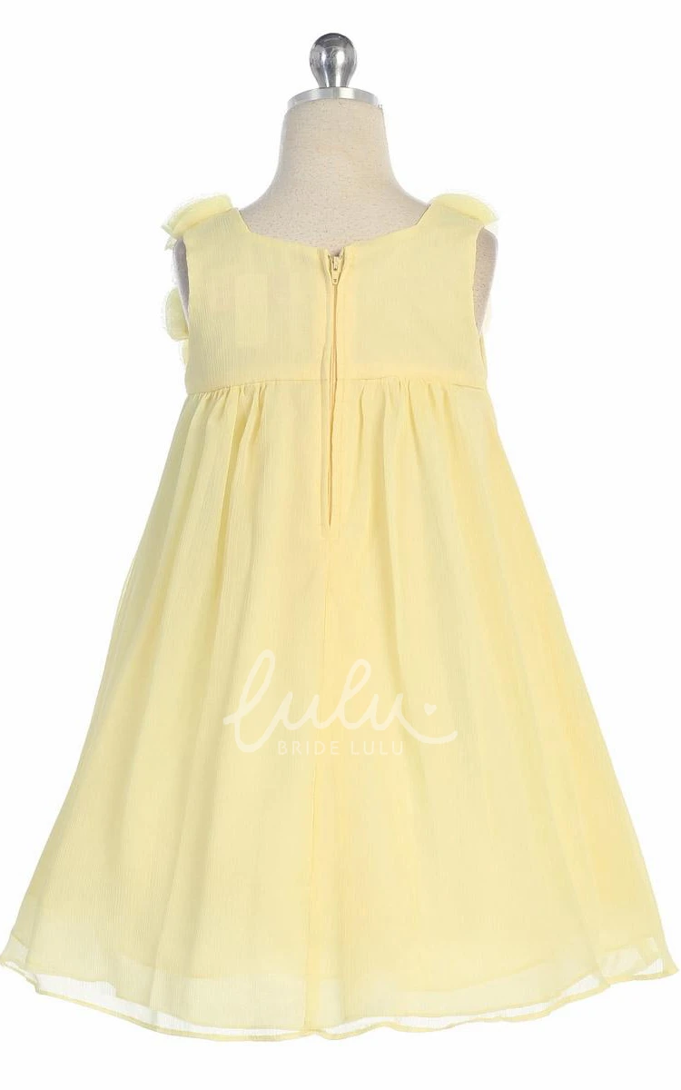 Sleeveless Chiffon Knee-Length Flower Girl Dress Simple Dress for Girls