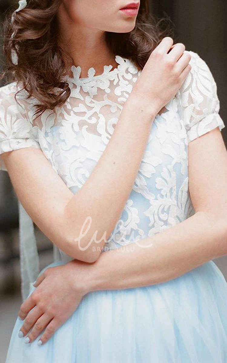 Tulle Lace Satin Dress Mini Button Elegant