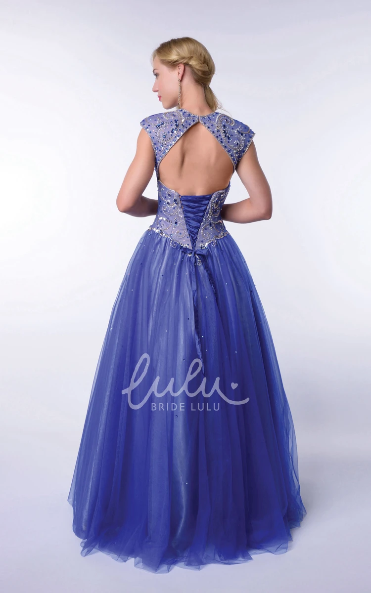 Sequined Lace-Up A-Line Tulle Homecoming Dress Modern Prom Dress