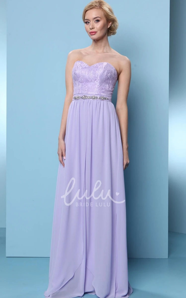 Sweetheart Chiffon Bridesmaid Dress with Appliques and Floor-Length