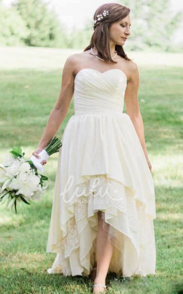 Chiffon Lace A-Line Wedding Dress with Sweetheart Neckline and Lace-up Back