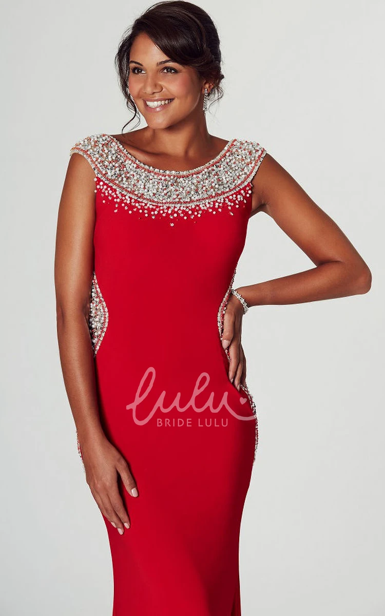 Beaded Jersey Prom Dress with Scoop Neck and Pencil Silhouette Modern Prom Dress 2024