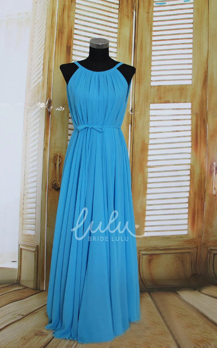 Pleated Chiffon Floor-length Dress for Women