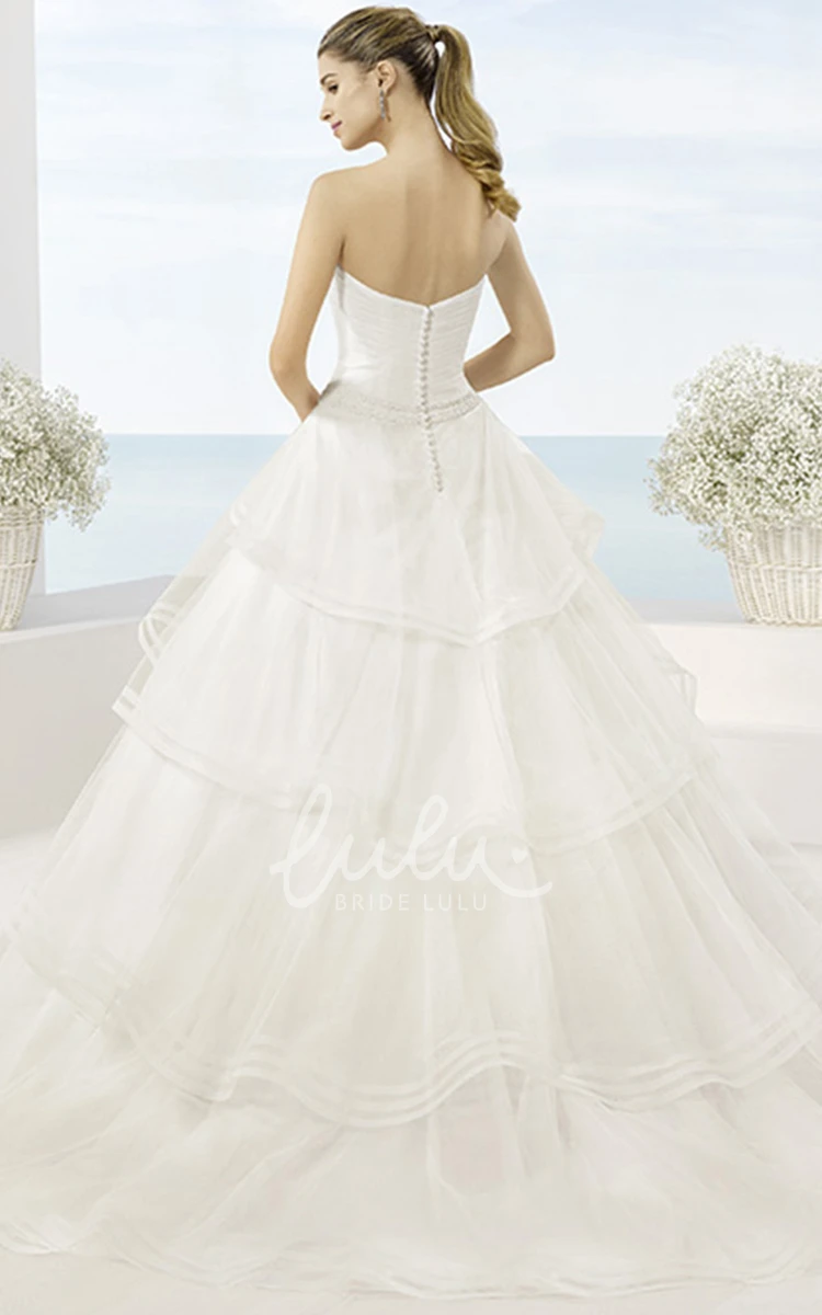 Ball-Gown Tulle Wedding Dress with Sweetheart Neckline and Cascading Ruffles Unique Bridal Gown