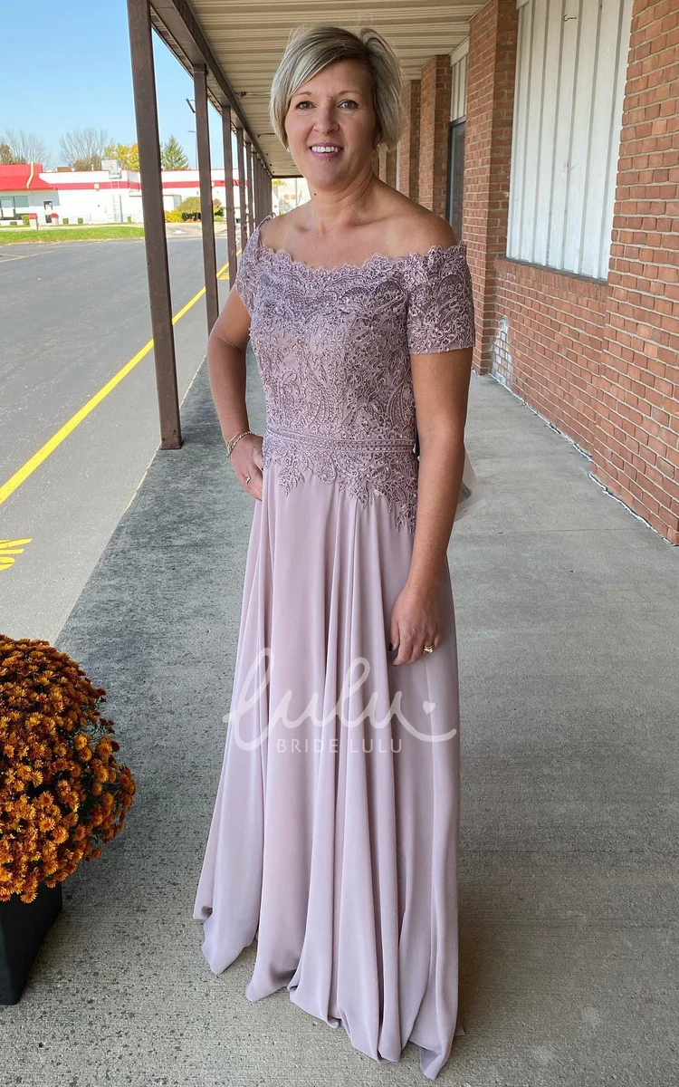 Elegant Chiffon A-Line Dress with Appliques Evening Dress