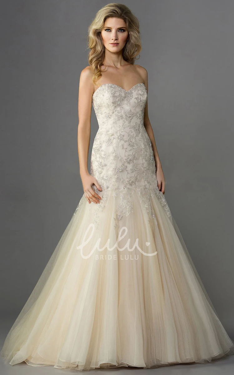 Sequin Pleated Mermaid Wedding Dress Sweetheart Neckline