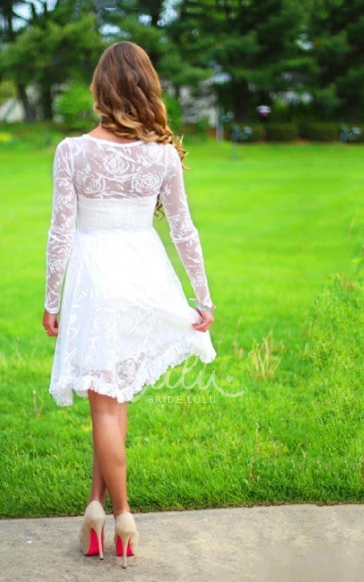 Classic Simple Lace Knee Length Beach Wedding Dress with Beadings Casual Bridal Gown BrideLuLu