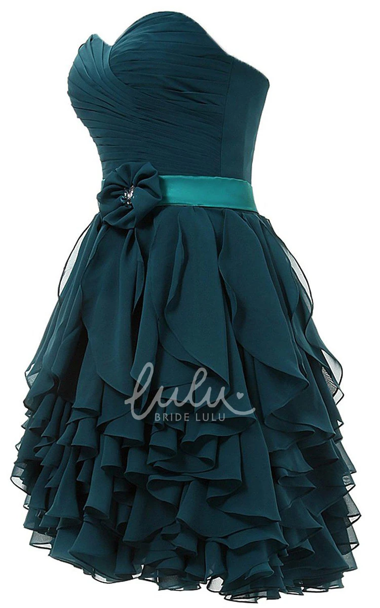 A-Line Mini Dress with Ruffles and Sweetheart Neckline for Formals